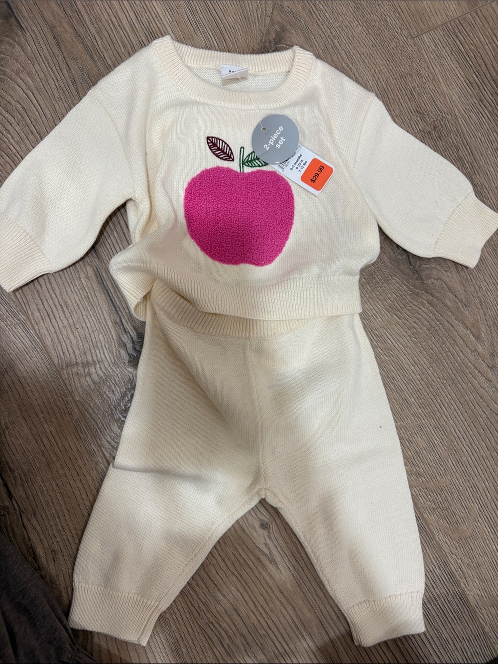 GAP Cream Knit Kids Matching Set with Pink Apple